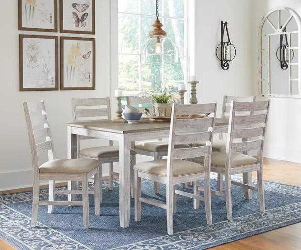 White/ Light Brown Dining Table + 6 chairs